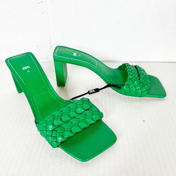 Zara Emerald Braided Heels - Picture 2 of 8